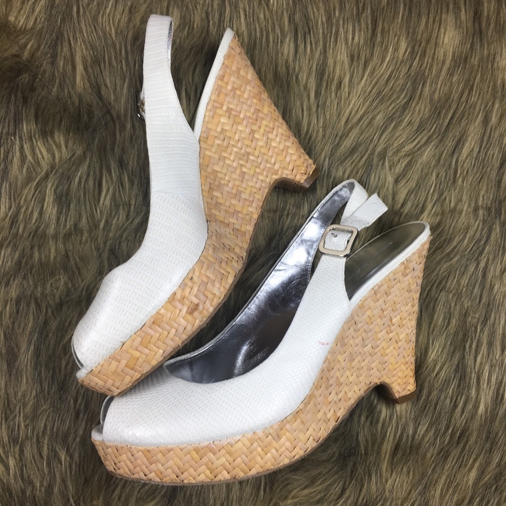 Banana Republic White Leather Wedges